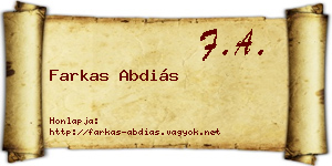 Farkas Abdiás névjegykártya
